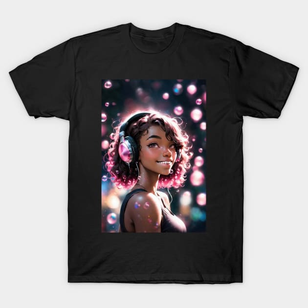 Sweet Sexy Anime Music Girl of Color T-Shirt by FurryBallBunny